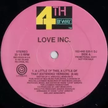 12-дюймовая пластинка LOVE INC. - Немного того, немного этого 1624405351DJPRO 4th & Broadway 1991 US Танцевальная и электронная Б/У