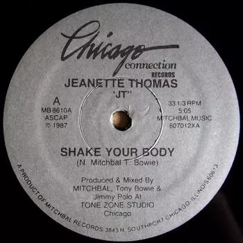 12-дюймовая пластинка ЖАНЕТТ ТОМАС - Shake Your Body MB8610 Chicago Connect 1987 США Танцевальная и электронная Б/У