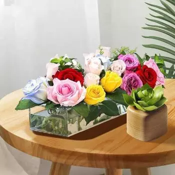 12-дюймовая прозрачная акриловая ваза для цветов, прямоугольная коробка для цветочной композиции с 12 отверстиями