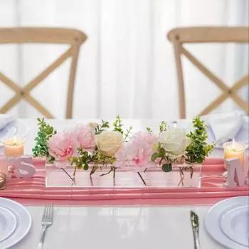 12-дюймовая прозрачная акриловая ваза для цветов, прямоугольная коробка для цветочной композиции с 12 отверстиями, цветочная низкая ваза, центральный элемент для обеденного стола, свадьбы, домашнего декора 12Holes