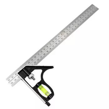 12-дюймовая регулируемая комбинированная угловая линейка 45/90 градусов с пузырьковым уровнем