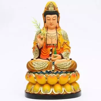 12-дюймовая статуя Будды из смолы, 30-сантиметровая красочная статуя Гуаньинь, украшение, молитва и подношение в зале Будды