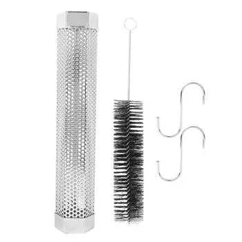 12-дюймовая трубка для копчения из нержавеющей стали, шестигранная трубка для копчения с крючком для щетки