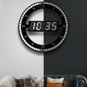 12-дюймовые цифровые электронные часы, современный минималистский дизайн, пластиковое украшение для дома, спальня, бесшумная стена, светодиодные круглые, модные