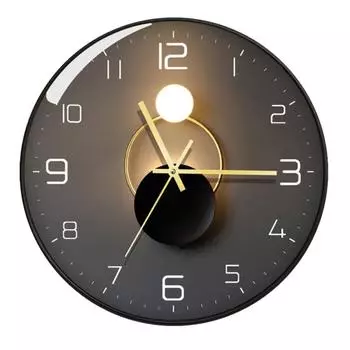 12-дюймовые изогнутые часы, бесшумные стеклянные настенные часы, деревянная задняя панель, современные круглые часы A чёрный