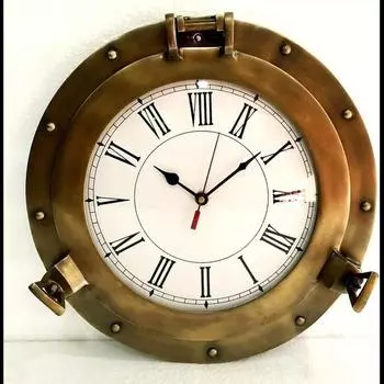 12-дюймовые латунные настенные часы для дома декоративные морские часы лучший подарок M коричневый