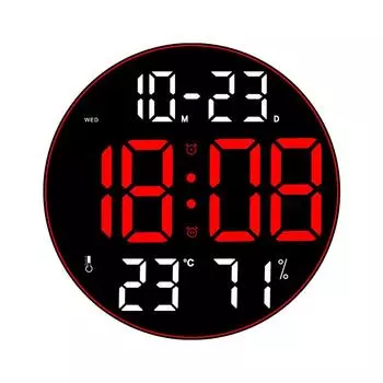 12-дюймовые настенные часы с красочной внешней подсветкой, цифровые часы с дистанционным управлением, большой экран, гостиная, двойная сигнализация, светодиодный будильник розы красного