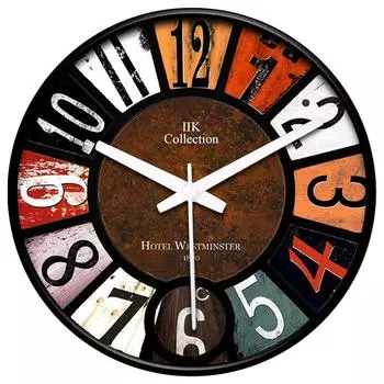 12-дюймовые Пластиковые Дизайнерские Аналоговые Бесшумные Кварцевые Настенные Часы с Плавным Ходом Круглой Формы для Дома, Настенные Часы для Гостиной, Спальни, (30 см х 30 см х 6 см)