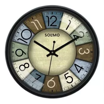 12-дюймовые Пластиковые и Стеклянные Настенные Часы - Время Рыцаря (Бесшумное движение), черный