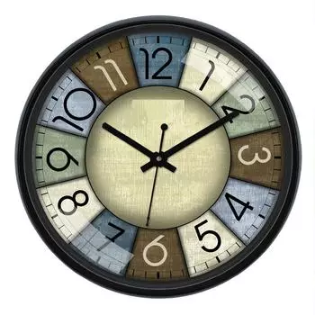 12-дюймовые Пластиковые и Стеклянные Настенные Часы - Время Рыцаря (Бесшумное движение), черный