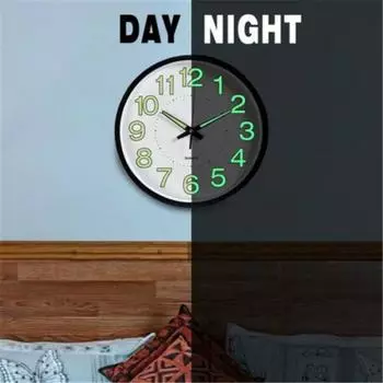 12-дюймовые светящиеся настенные часы 30 см, бесшумные кварцевые часы для спальни, гостиной