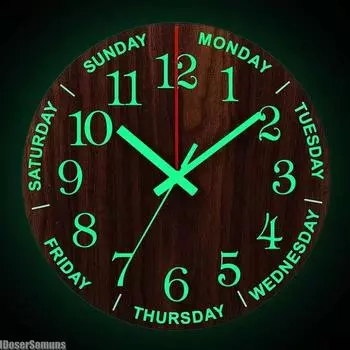 12-дюймовые светящиеся настенные часы из дерева, бесшумный свет в темную ночь, скандинавские модные настенные часы, не тикающие часы с ночником 12 inch