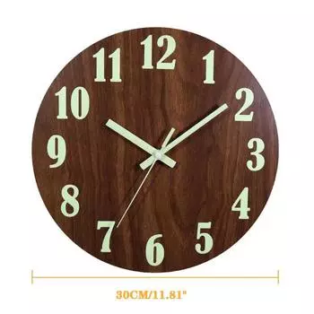 12-дюймовые светящиеся настенные часы из дерева, бесшумный свет в темноте, скандинавские модные настенные часы, не тикающие часы с ночником