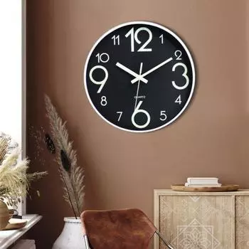12-дюймовые светящиеся настенные часы с круглым светящимся в темноте номером, не тикающие, бесшумные, для гостиной, спальни, для дома, цифровые аналоговые часы, украшение для дома C