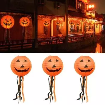 12-дюймовый бумажный тыквенный подвесной фонарь бумажная лампа для вечеринки на Хэллоуин реквизит для праздничного декора