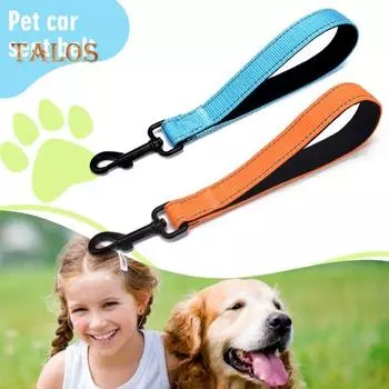 12-дюймовый короткий поводок для собак, прочные дорожные поводки с карабином, светоотражающий нейлоновый поводок для собак с мягкой ручкой для больших и средних собак темно-коричневого