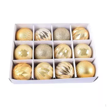 12 елочных шаров для украшения на Рождество, подвески с шармами для свадеб золотой