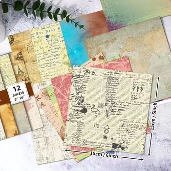 12 Европейский и Американский Ретро Стиль Материал Бумага Рукописи Лет Инс Текст Ручной Аккаунт Коллаж Декоративная Подложка
