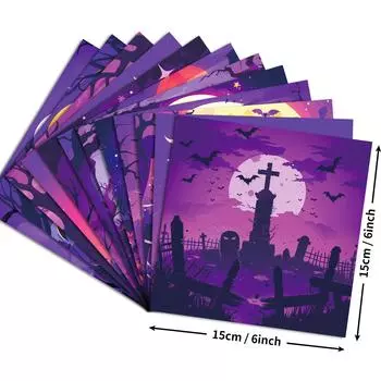 12 Фиолетовая Мечта Хэллоуин Материал Бумага Ведьма Замок Diy Справочник Скрапбукинг Коллаж Подложка Материал Бумажная