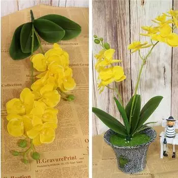 12 головок 2 вилки Real Touch бабочка цветы орхидеи имитация цветов домашний декор для вечеринки и свадьбы белый