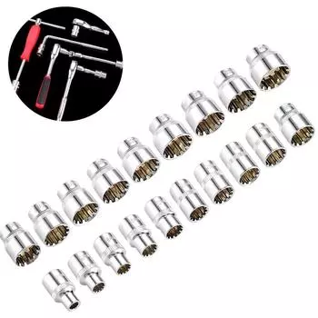 12-гранная головка для бит, квадратная отвертка 3/8 дюйма, 6–24 мм, хромованадиевая сталь