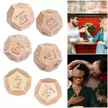 12-гранные игральные кости для принятия решений о еде, деревянные игральные кости для пар, идеи для свиданий, портативные игральные кости для принятия решений о еде на вынос, реквизит для свиданий для взрослых A