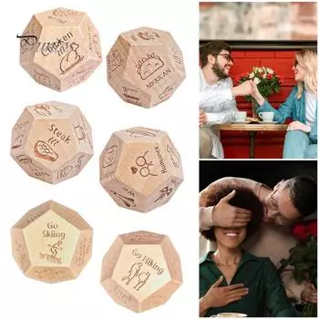 12-гранные игральные кости для принятия решений о еде, деревянные игральные кости для пар, идеи для свиданий, портативные игральные кости для принятия решений о еде на вынос, реквизит для свиданий для взрослых E