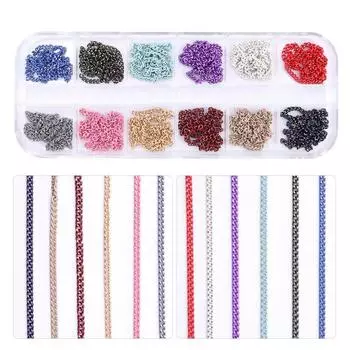 12 Grid Chain Nail Art Jewelry Mixed Gold Chain Diy Nail Art Trinket Nail Decoration Accessories