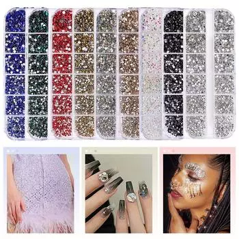 12 Grid Diamonds Amazon 3600 Boxed Clothing Декоративные стразы Diy Nail Art Diamond Jewelry Accessories SS4-SS12-3600 pcs/box белый
