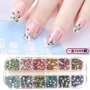 12 Grids Nail Flat Bottom Rhinestone Transparent Hyperflash Crystal Glass For Nail Enhancement, Diy Accessories