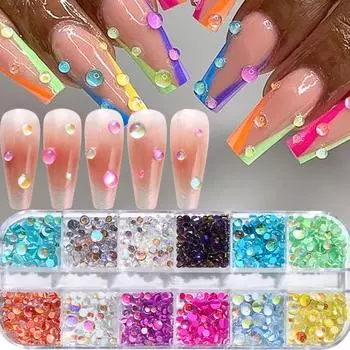 12 сеток блестящие русалочьи круглые бусины украшения для ногтей смешанные размеры акриловые макароны пузырьки маникюрные украшения аксессуары