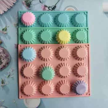 12-Hole Multi-Grid Round Silicone Muffin Cup Mold Cake Chocolate Bread Biscuit Baking Tray розовый