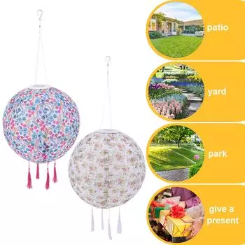 12 Inch LED Solar Lantern Lamp Chinese Traditional Ornament Warm Light Outdoor Hanging Light for Outdoor Garden Party Decoration