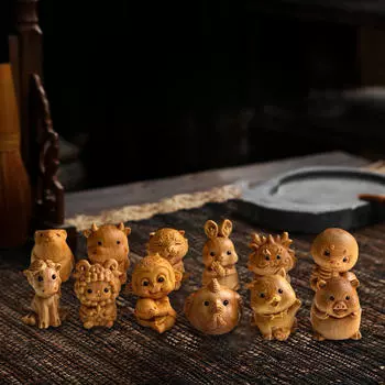 12 китайских ремесленных украшений «сделай сам», фигурка животного ручной работы, скульптуры фэн-шуй