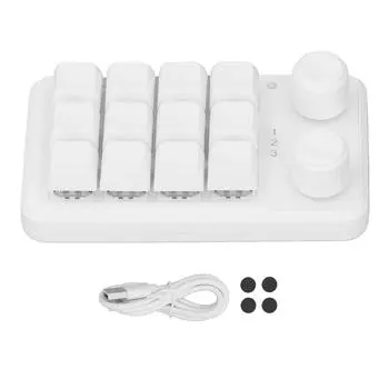 12-клавишная механическая клавиатура, 2 ручки, 3 режима, программируемая синяя клавиатура для игр и музыки