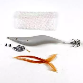 12 комплектов приспособлений для самостоятельного изготовления кальмаров, включая заготовки для глаз, крючки, ткань, кожа, перо, вес свинца 2,5 # 3,0 # 3,5 # #3.5