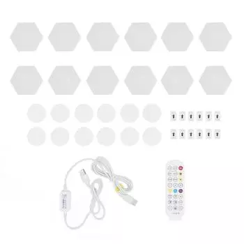 12 комплектов шестиугольных световых панелей 16 миллионов цветов RGB светодиодные фонари для синхронизации музыкального ритма BT APP a