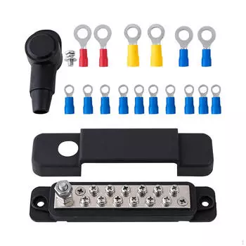 12-контактный блок распределения питания, шина 48 В, аксессуары для замены, простая установка чёрный