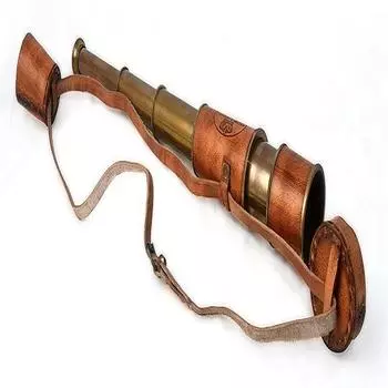 12-кратный старинный телескоп, функциональная винтажная копия Кельвина и Хьюза, в красивом кожаном футляре с тиснением