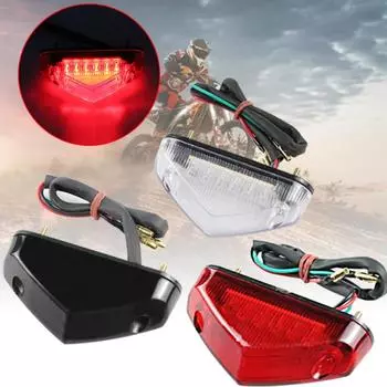 12 LED Motorcycle Tail Light Rear Brake Warning Led Lights 12V Turn Signals Brake Stop Lights For Honda ATV Dirt Universal серый