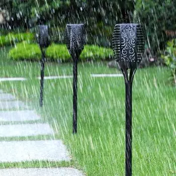 12 LED Solar Powered Torch Lamp Outdoor Waterproof Solar Floor Light Garden Lawn Patio Decoration Light control Flame Lamp 1 pc