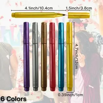 12 Metallic Pearl Gel Markers Set for Scrapbooking Doodle Art Journaling Photo Album Decoration 1-6