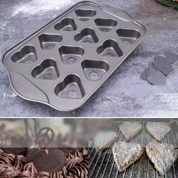12 мини-противней для выпечки чизкейка в форме сердца с антипригарным покрытием, оловянная форма для кексов, десертов