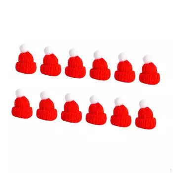 12 мини-рождественских вязаных шапок, шапки ручной вязки, украшения, сувениры для вечеринок, головные уборы, зелёный