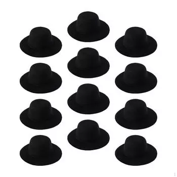 12 мини-шляп для вечеринок, реквизит для фотосъемки, ролевые игры, украшения для кукольного домика Black