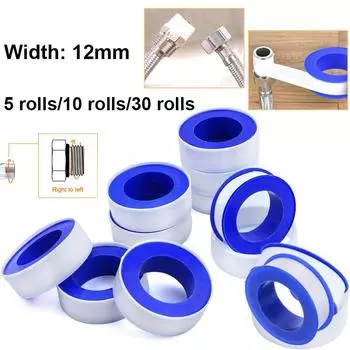 12 мм 10 м/рулон ПТФЭ лента для водопроводных труб, безмасляная лента, уплотнительная лента, фитинги, лента для уплотнения резьбы, коммунальные трубы для украшения дома 5 Rolls