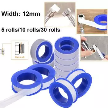 12 мм 10 м/рулон ПТФЭ лента для водопроводных труб, безмасляная лента, уплотнительная лента, фитинги, лента для уплотнения резьбы, коммунальные трубы для украшения дома 20M roll-1Rolls