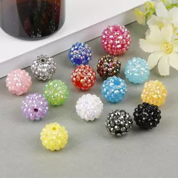 12 мм 10 шт. модные круглые бусины ярких цветов ручной работы массивные смоляные бусины со стразами для детей и девочек, изготовление ювелирных изделий 12mm 10pcs