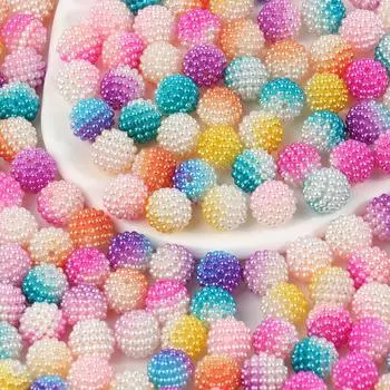 12 мм 50 шт./пакет Разноцветные акриловые бусины Bayberry Бусины из искусственного жемчуга Круглые свободные бусины Распорные бусины для серег Браслет Ожерелье Изготовление ювелирных изделий