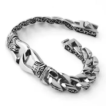 12 мм 8,66 дюйма модный серебристый мужской браслет из нержавеющей стали 316L винтажный изогнутый кубинский браслет с звеньями ювелирные изделия 21CM